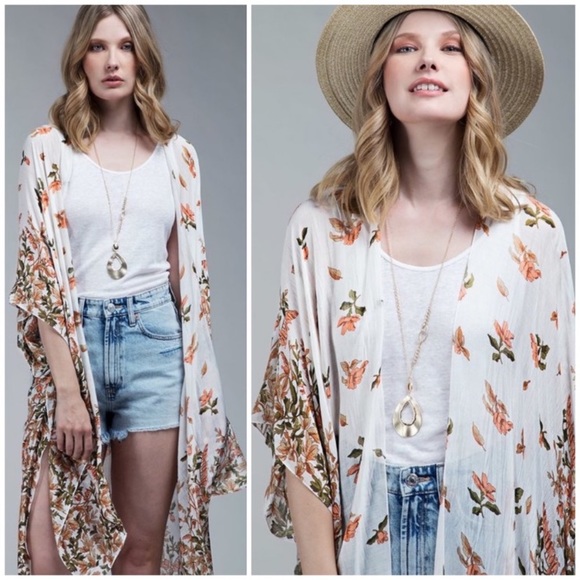 Accessories - SOLD OUT Boho Open Chiffon Floral Kimono Wrap
